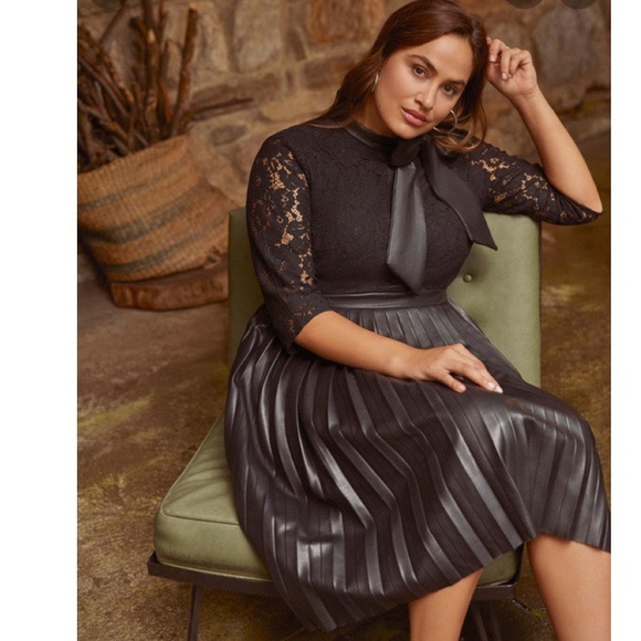 Eloquii Dresses & Skirts - 🆕 Eloquii Sz 18 Faux Leather and Lace Dress
